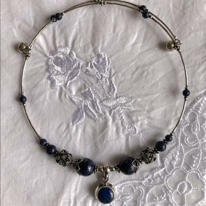 Lapis Lazuli & Sterling Silver memory wire necklace
